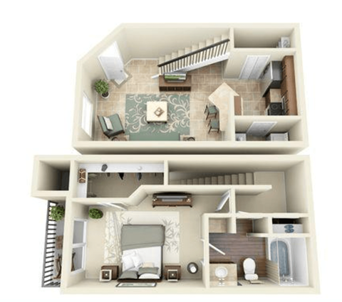 Floor plan for 1 bed, 1 bath, 850 sqft